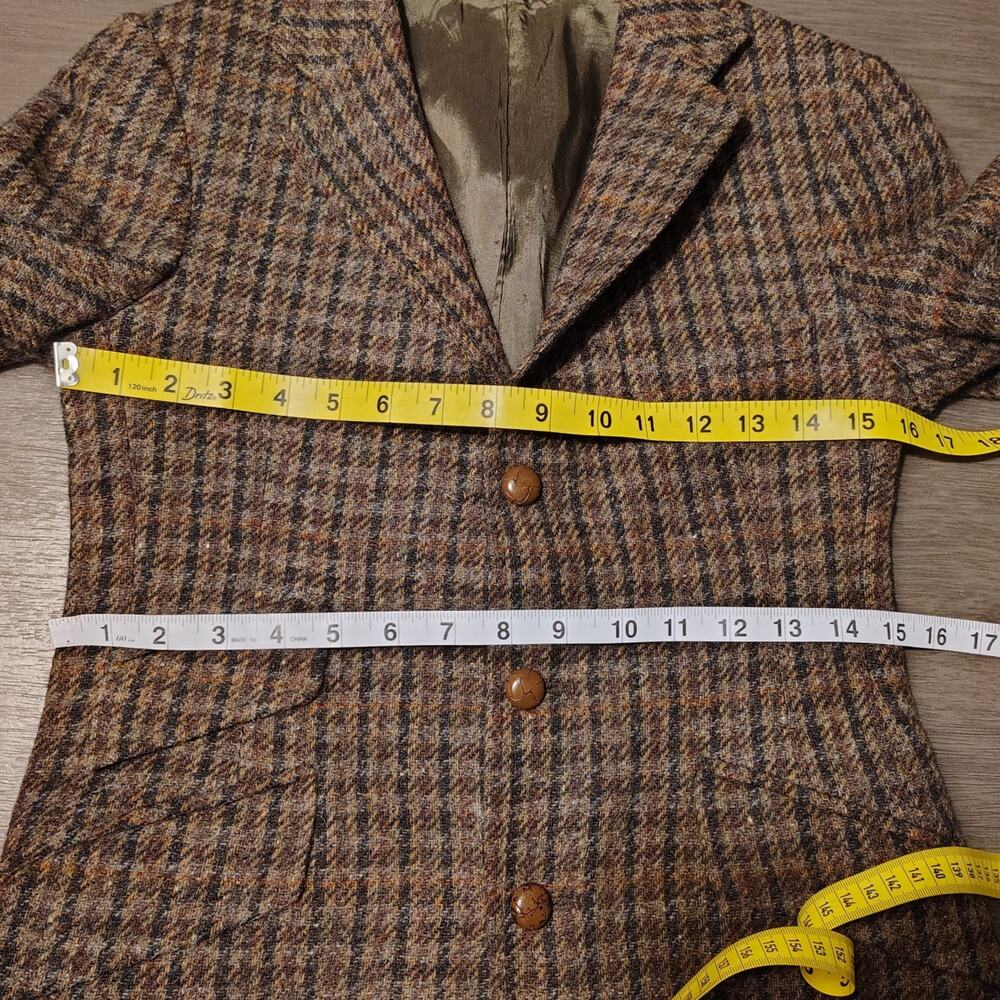 Vintage Polo Ralph Lauren Wool Tweed Blazer Suede Elbow Patch 16 Fits like XS/S - Picture 7 of 16